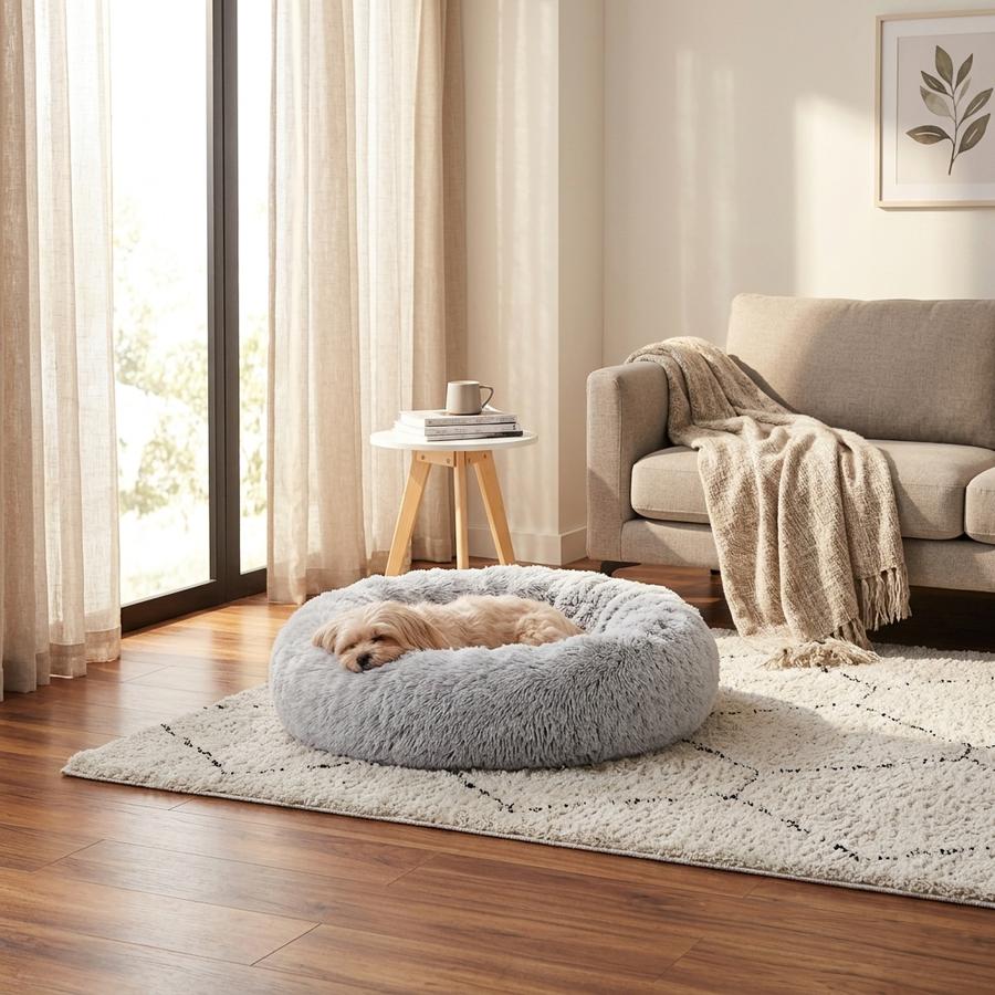Calming donut dog bed anxiety tips cover
